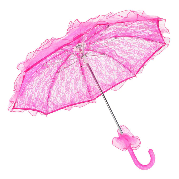 Parapluie de mariée pliable en dentelle, accessoire de performance unique pink