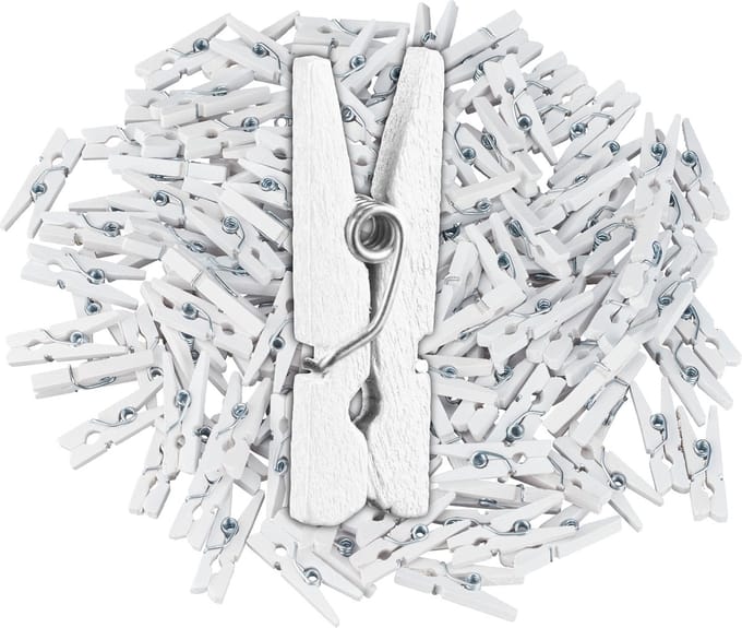 mini houten wasknijpers - set van 400 - wit