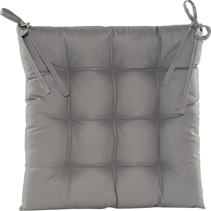 Anna's collection Stoelkussen gewatteerd - grijs - 38 x 38 cm - binnen/buiten