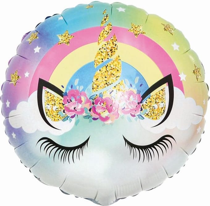Regenboog eenhoorn folieballon 45cm flat !!! VOLUME KORTING
