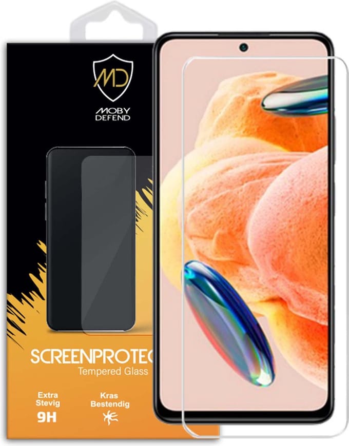 MobyDefend Screenprotector - Geschikt voor Xiaomi Redmi Note 12 Pro 4G - Case-Friendly Screensaver - Gehard Glas