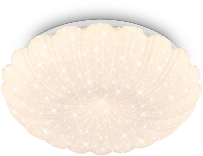 BRIlONER Cosmo - LED Plafondlamp - plafonniére met warm wit licht - sterrenhemel effect - gegolfde rand - Ø28.5cm - wit