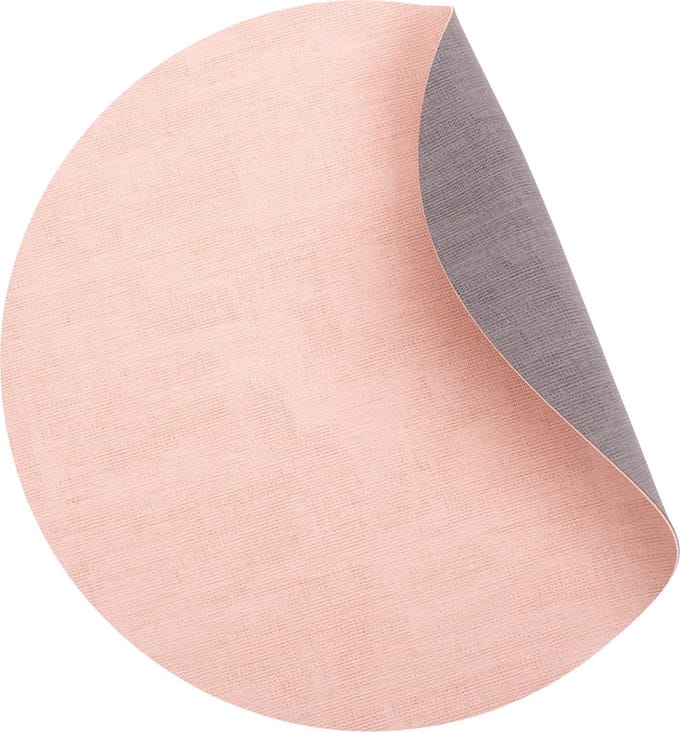 Set van 6 placemats rond - 38 cm - 6 persoons - dubbelzijdig roze met grijs - lederlook - Kade 171 placemats - hip en trendy