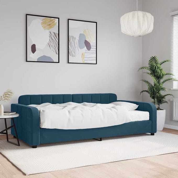vidaXL - Slaapbank - met - matras - 100x200 - cm - fluweel - blauw