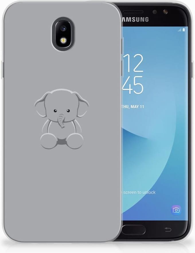 Samsung Galaxy J7 2017 | J7 Pro Telefoonhoesje met Naam Grijs Baby Olifant