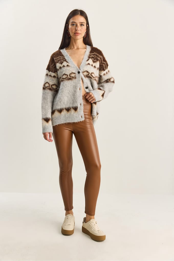 Elastische Taille Faux Leren Skinny Broek