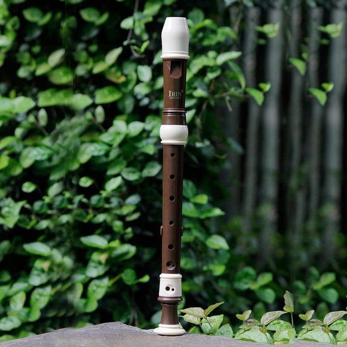 IRIN sopraanblokfluitset 8-gaats instrument en koffer zwart witte koffie Coffee beige