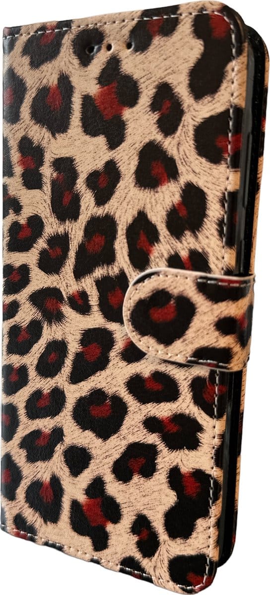 Elite Bookcase Geschikt voor: iPhone 13 hoesje - Pasjeshouder - Portemonnee - Kunstleer - Luipaard Print
