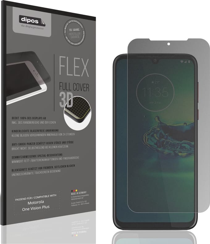 dipos FLEX – Matte Privacy Screenprotector geschikt voor Motorola One Vision Plus | Volledige Schermbescherming | Case-Friendly