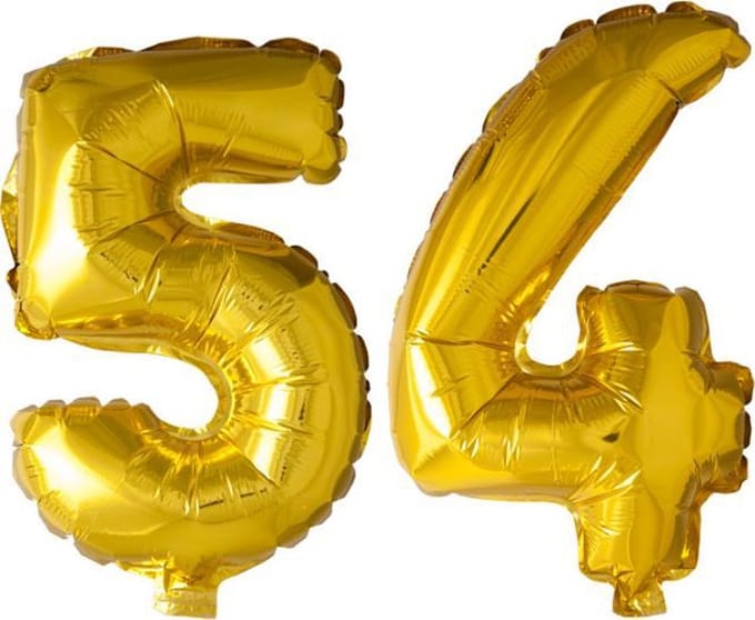 Folieballon nr. 54 Goud 41cm