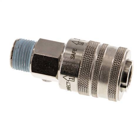 Vernikkeld Messing DN 7.8 Safety Luchtkoppeling Snelkoppeling R 3/8 inch Buitendraad - CLS7-M-BN-SE-038