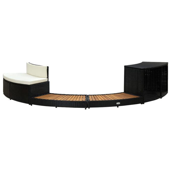 vidaXL Spa-ombouw poly rattan en massief acaciahout zwart