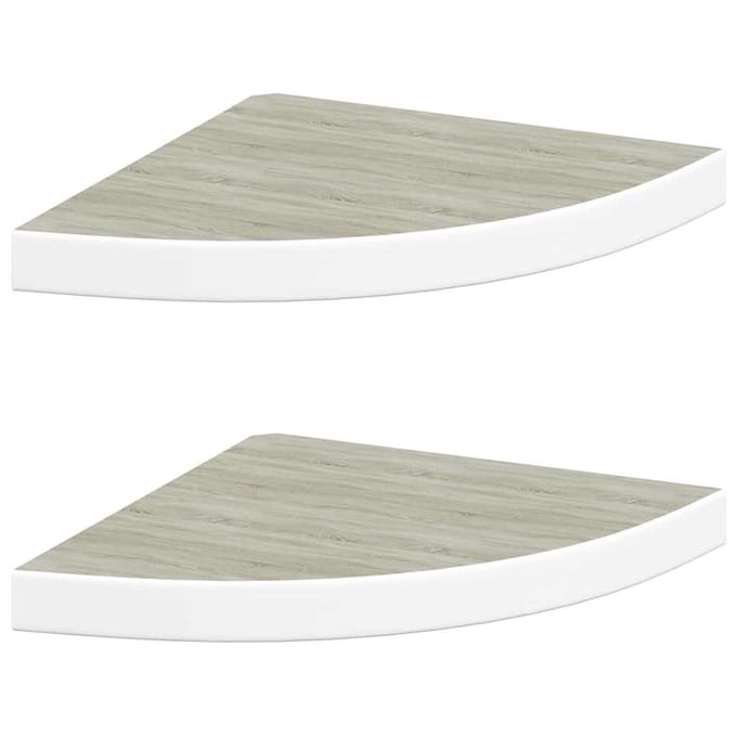 vidaXL - Hoekwandschappen - 2 - st - 35x35x3,8 - cm - MDF - eikenkleurig - en - wit