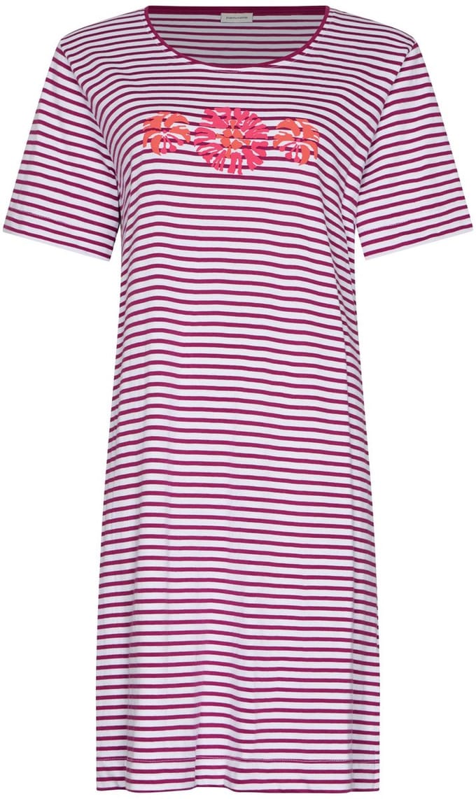 Pastunette - Nachthemd - Paradise Pink - Organisch Katoen - Bourdeaux/Wit- Maat 50