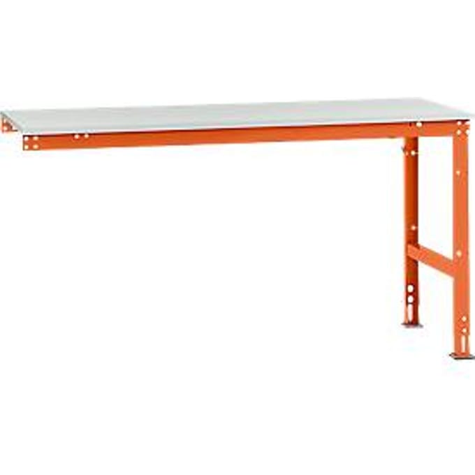 Manuflex AU6081.2001 Werk aanschuiftafel universele standaard met melamine schijf, bxdxh = 1750 x 800 x 760-870 mm Rood-oranje (RAL 2001)