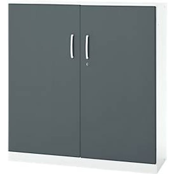 Kantoorkast, 3OH, afsluitbaar, met opliggende deuren, B 1200 mm, basaltgrijs/verkeerswit