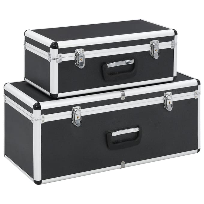 Ensemble de boîtes de rangement 2 pièces Aluminium Noir