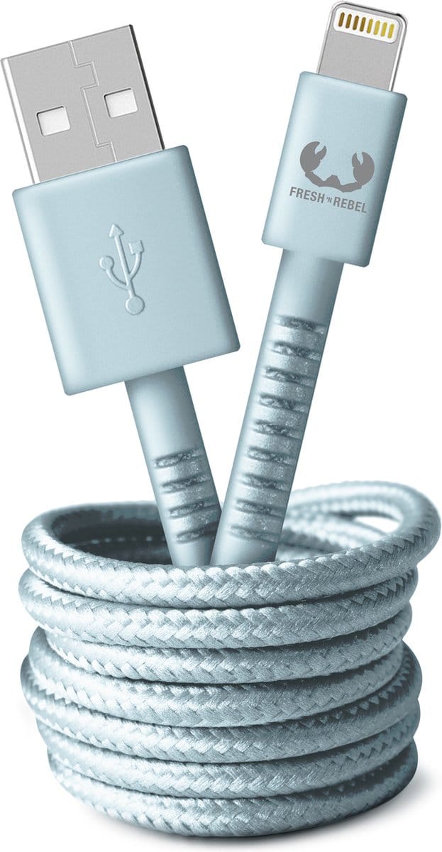 Fresh 'n Rebel - USB naar Apple Lightning oplaadkabel - 2 meter - Gevlochten kwaliteit kabel - Dusky Blue