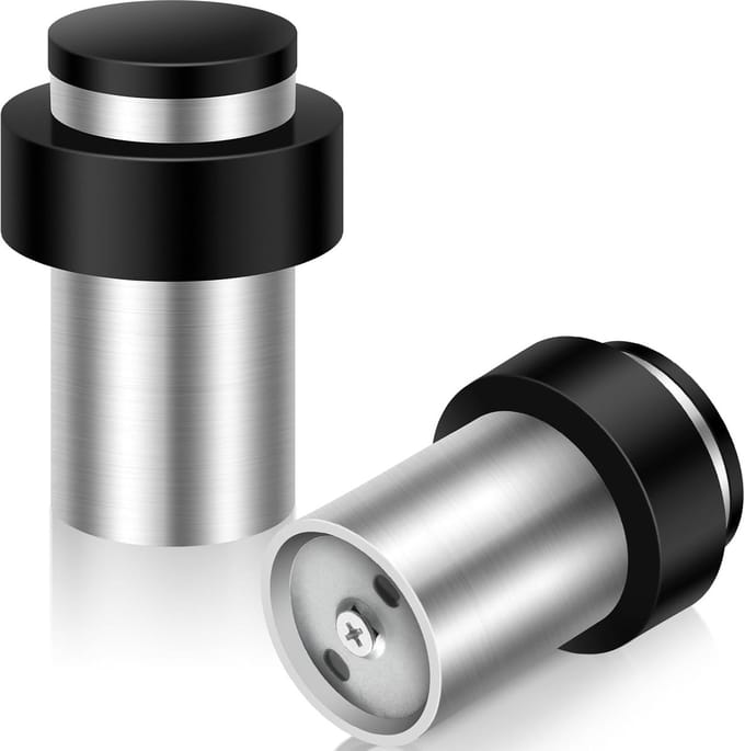Famanu – Zware vloerdeurstopper set 2 stuks – hoogte 65 mm – RVS met geluidsdempend rubber – plint-