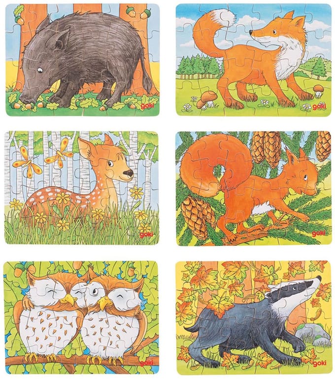 Goki Wooden Mini Puzzle Forest Animal 24 pcs. Hout