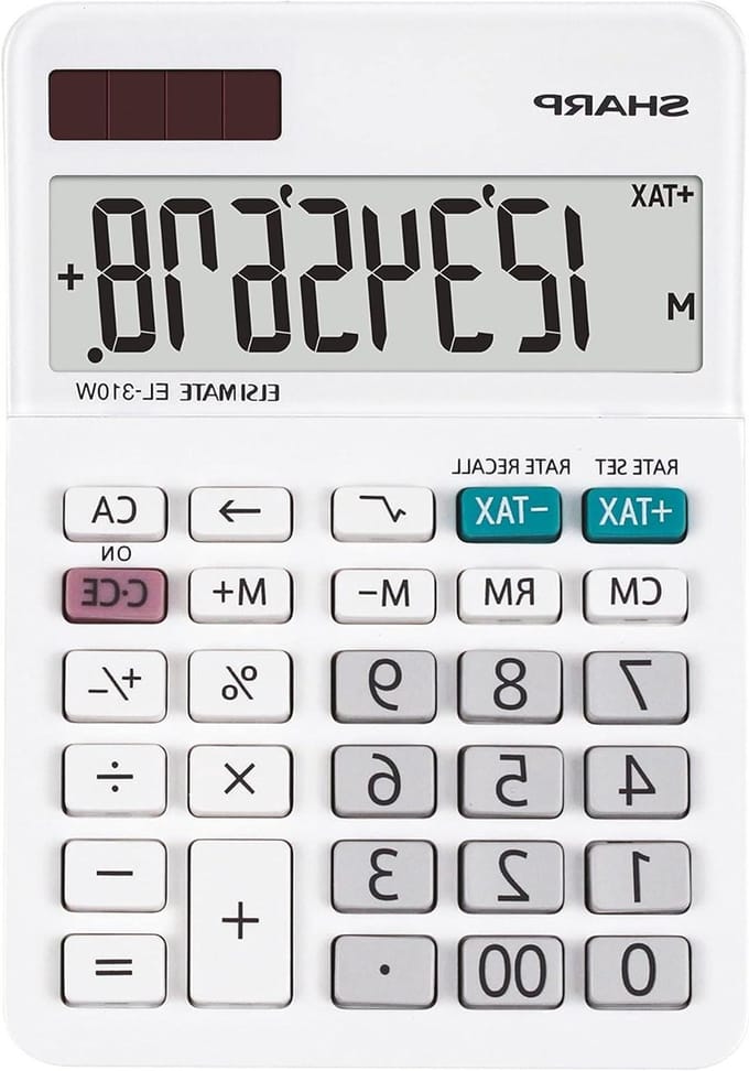 Rekenmachine - Zakrekenmachine - Dagelijkse berekeningen - Dubbel display - 8 cijfers - Wit