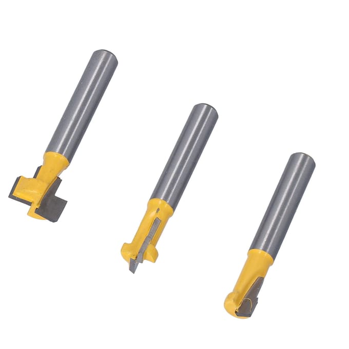 3 stuks Sleutelgat Bovenfreesbits Set 14in Schacht T-sleuf Bovenfreesbit Frezen voor Hout