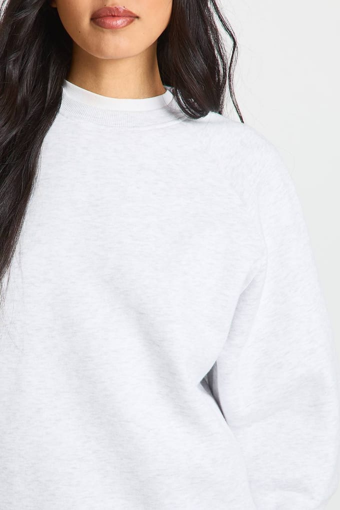 boohoo Dames Lange Raglan Naad Oversized Sweatshirt | Asgrijs | Maat: Medium