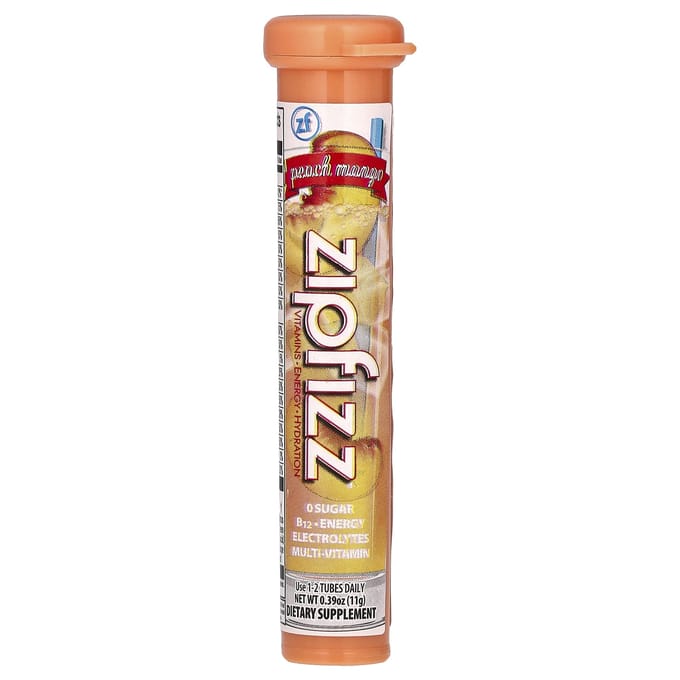 Zipfizz, Mélange pour Boisson Énergétique, Pêche Mangue, 20 Tubes, 0,39 oz (11 grammes) Chaque