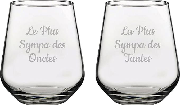 Drinkglas gegraveerd - 42,5cl - Le Plus Sympa des Oncles & La Plus Sympa des Tantes