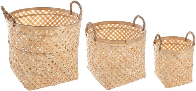 Decoratieve Manden - Naturel - Set van 3  - Handgemaakt - Atmosphera