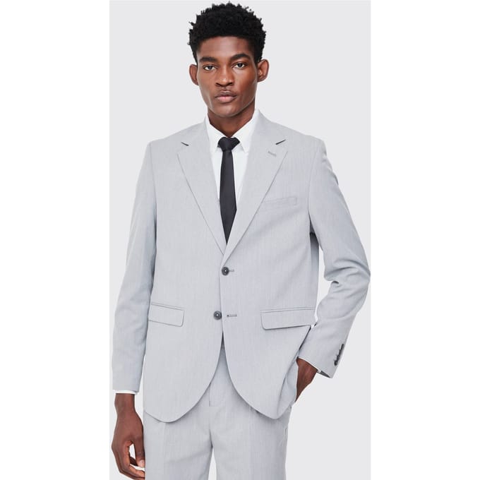 Single Breasted Straight Fit Suit Jacket | Grey | Size 48