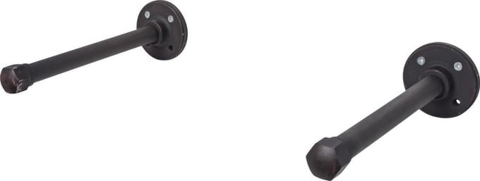 Duraline industriële plankdrager | MODEL pipe | Industrieel zwart | lengte 22.5 cm | 2 stuks