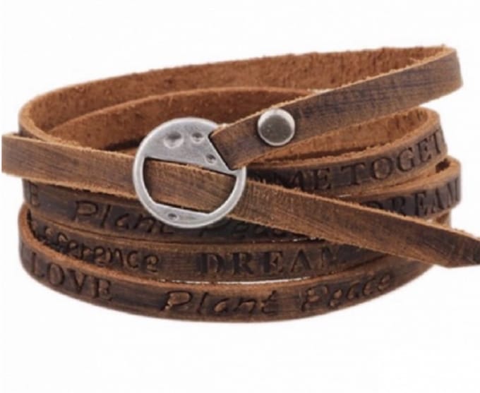 Enkelbandje-Wrap-Bruin-leer-Wikkel- Charme Bijoux
