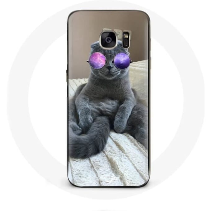 Samsung Galaxy S7 Cat hoesje met paarse bril