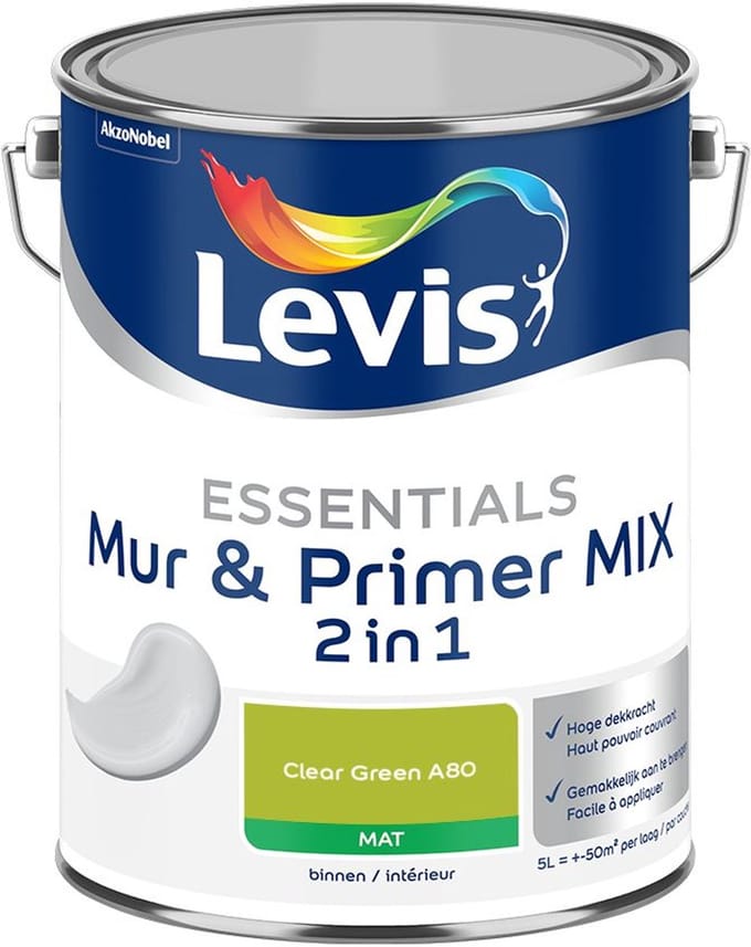 Levis - Essentials Mur & Primer Mix - Clear Green A80 - Mengverf - 5 L