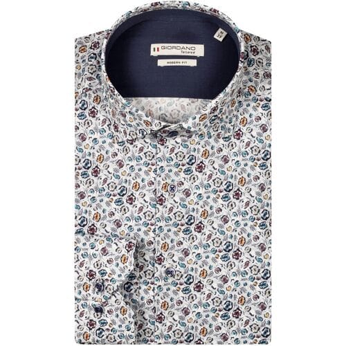 Giordano Overhemd Maggiore Satin Stretch Bold Mini Flowers Lichtblauw-Multi / male