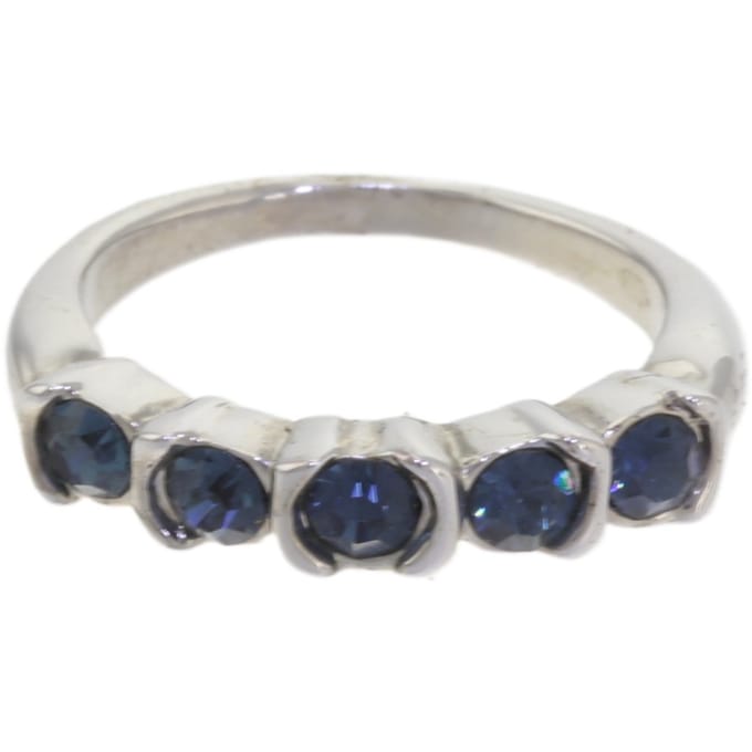 Behave – ring – Donkerblauw – Zilverkleur – Klassiek design – Kristalaccenten