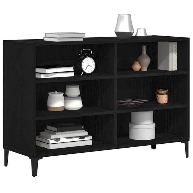 vidaXL - Dressoir - Zwart - Eiken - 103,5 - x - 35 - x - 70 - cm - Bewerkt - hout