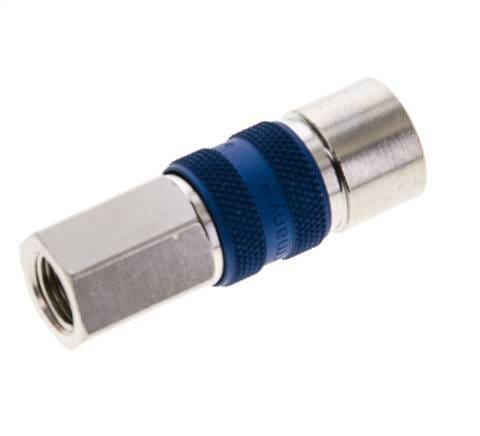 Vernikkeld Messing DN 5 Blauw-Coded Luchtkoppeling Snelkoppeling G 1/8 inch Binnendraad - CLS5-F-BN-BLU-P-CD-018