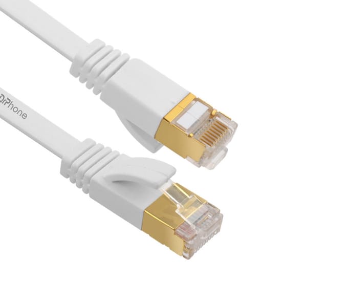 DrPhone UltraLink Platte CAT6 UTP Ethernet kabel - RJ45 Netwerk kabel - tot 1Gbps (1000 Mbps) - 10M - Wit