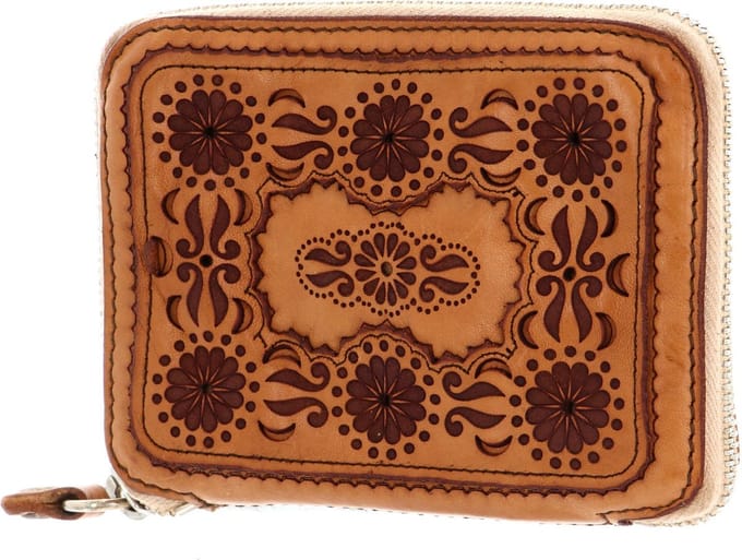 CAMPOMAGGI Leren Portemonnee Wallet Cammello Lichtbruin