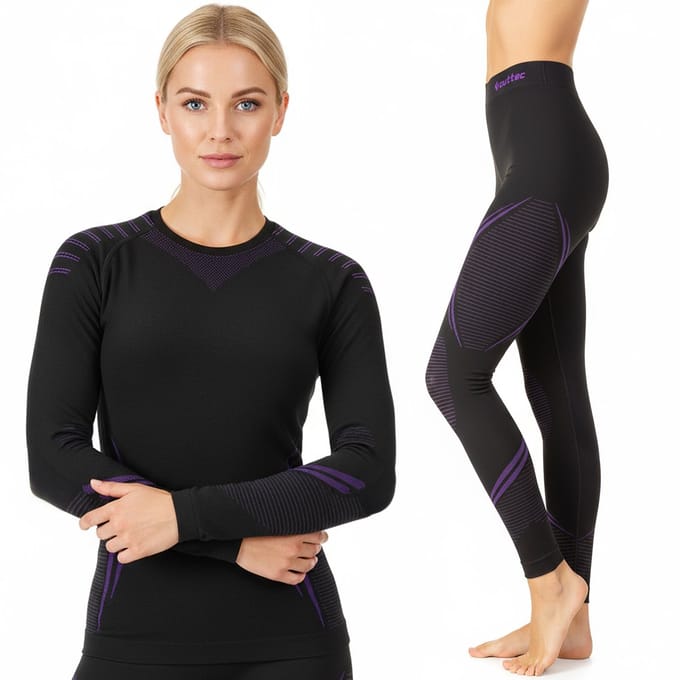 Outtec® Thermo Ondergoed Dames Ademend - Maat M/L - Ski Ondergoed Functionele Ondergoedset, Winter Thermische Onderlaag