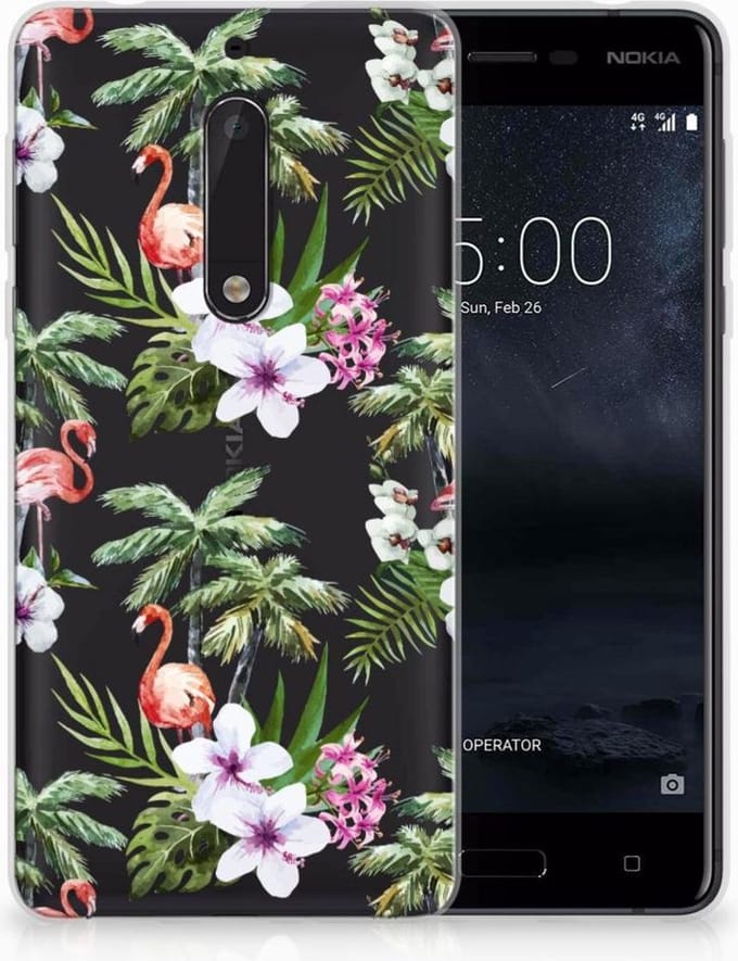 Nokia 5 TPU Hoesje Flamingo Palms