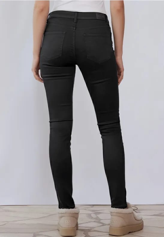Slim Fit broek met coating