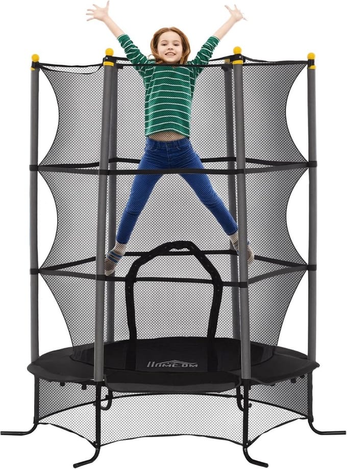 Kindertrampoline Ø 1,63 m - veiligheidsnet, ritsdeur, 6 gevoerde palen, geschikt vanaf 3 jaar