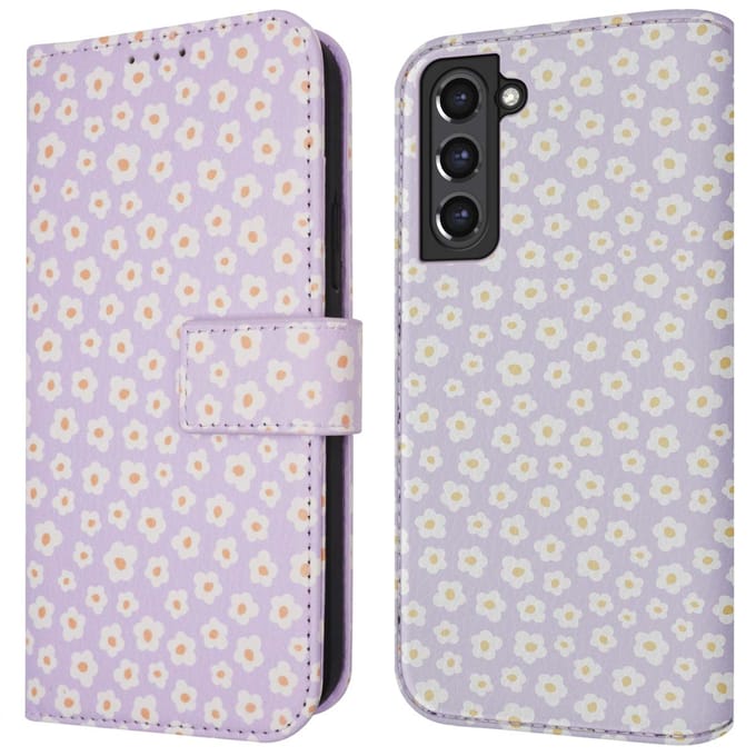 imoshion Hoesje - Geschikt voor Samsung Galaxy S21 FE - Design Bookcase smartphone - White Daisy