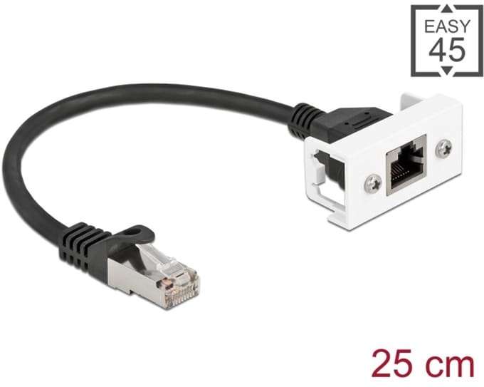 Delock Network Extension Cable for Easy 45 Module S/FTP RJ45 plug to RJ45 jack Cat.6A 25 cm black