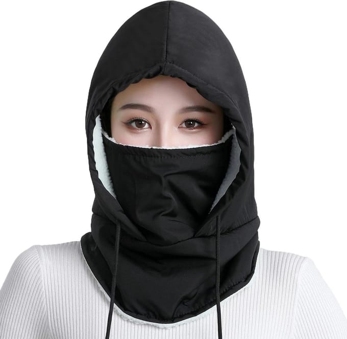 Ski masker - Bivakmuts winter - Bescherming buiten - Waterdicht winddicht - 35 x 31 cm - Zwart