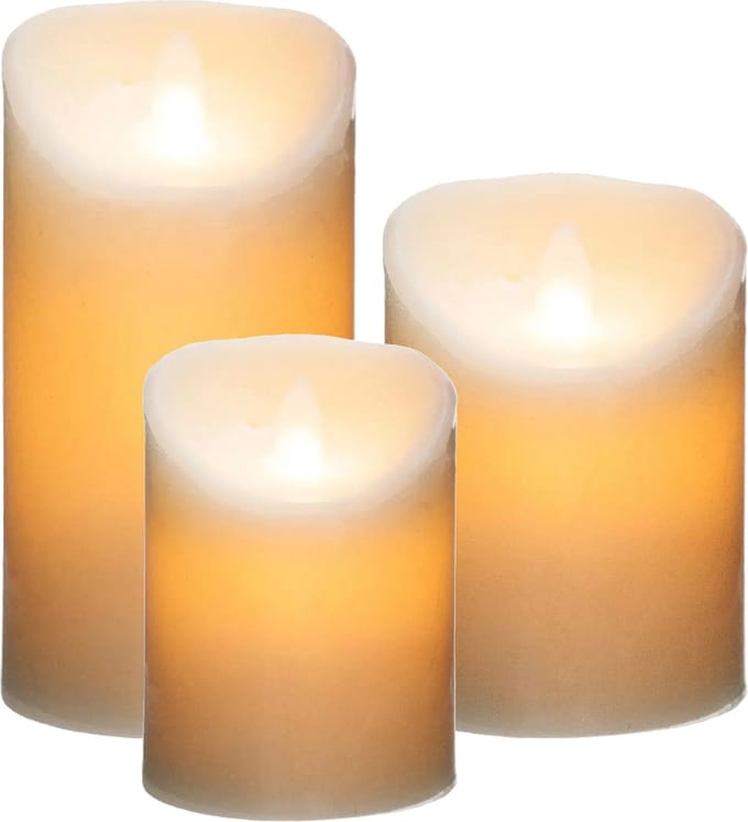 Led stompkaarsen op batterijen set - 3x stuks - Warm licht - Wit