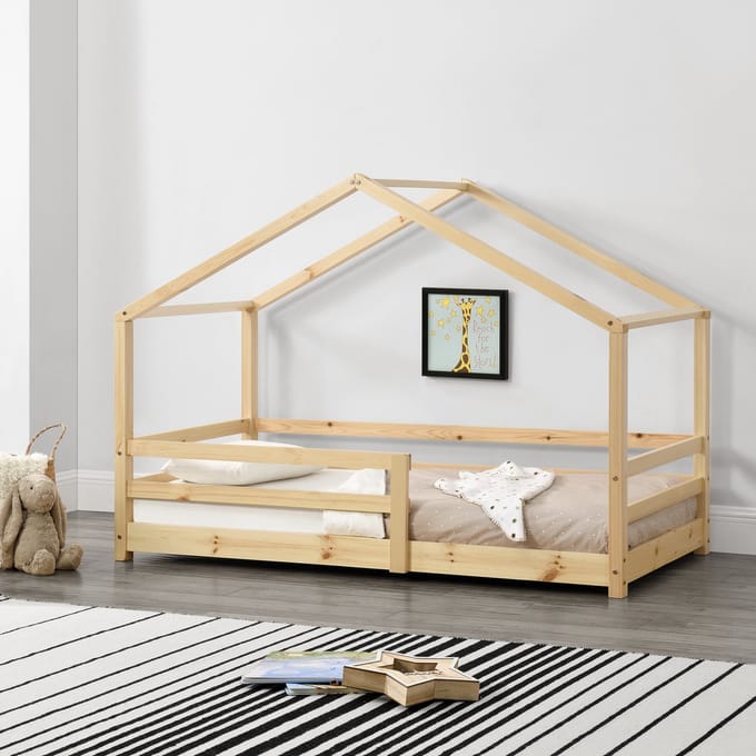 Kinderbed Knätten met uitvalbeveiliging 90x200 cm houtkleurig